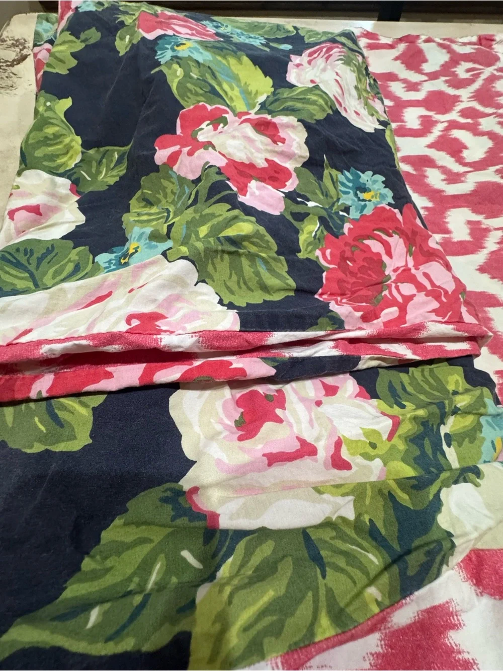Pottery Barn Wetherly Blue Floral King Duvet and Shams  Organic Cotton Flaw!